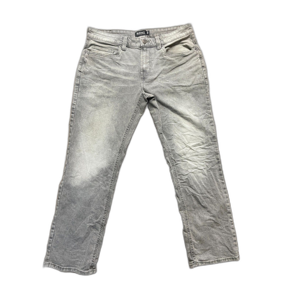 Men's Buffalo David Britton Distressed Washed Gray Jeans Straight Leg Size 33/30